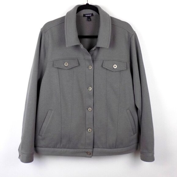 Torrid Trucker Shacket Jacket Size 3X Fleece Lined Gray - Picture 1 of 10